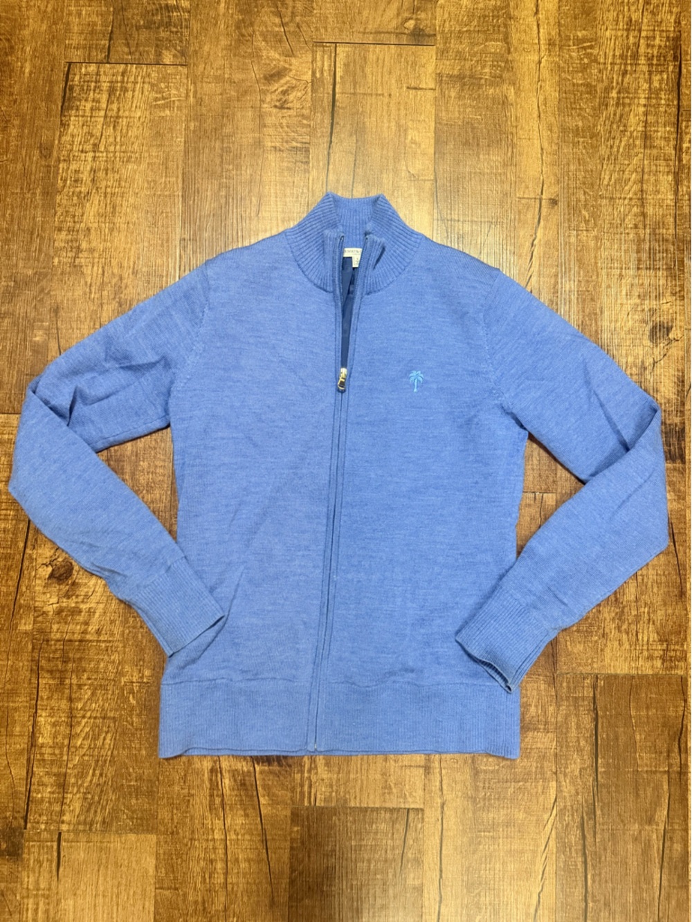 Fairway & Greene Blue Merino Wool Quarter Zip Golf Sweater • Size Small